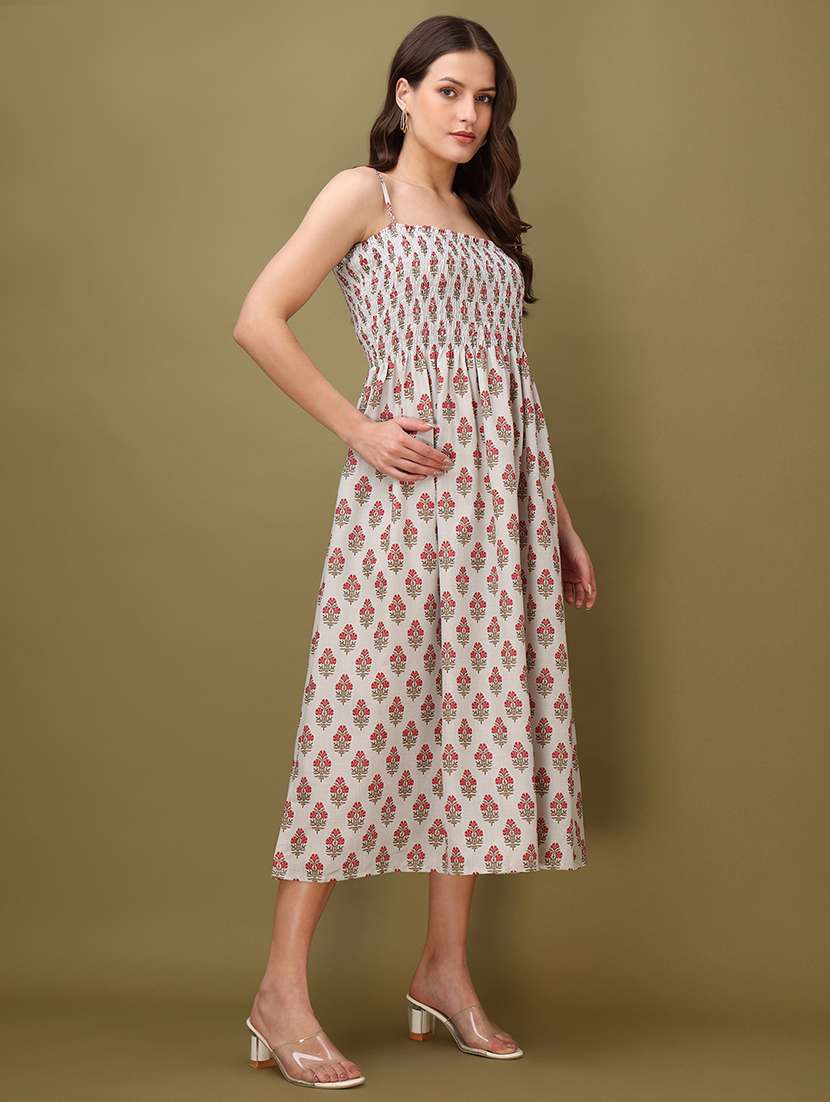 Women Printed Shoulder Strap Fit And Flare Dress - 22549426 -  Standard Image - 3