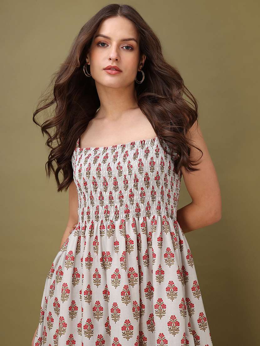 Women Printed Shoulder Strap Fit And Flare Dress - 22549426 -  Standard Image - 5