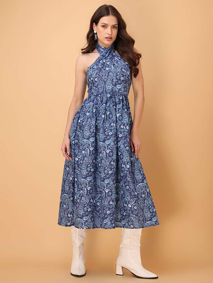 Women Printed Sleeveless Fit And Flare Dress - 22549427 -  Standard Image - 3
