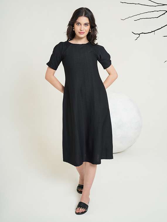 women self design short sleeves a-line dress
