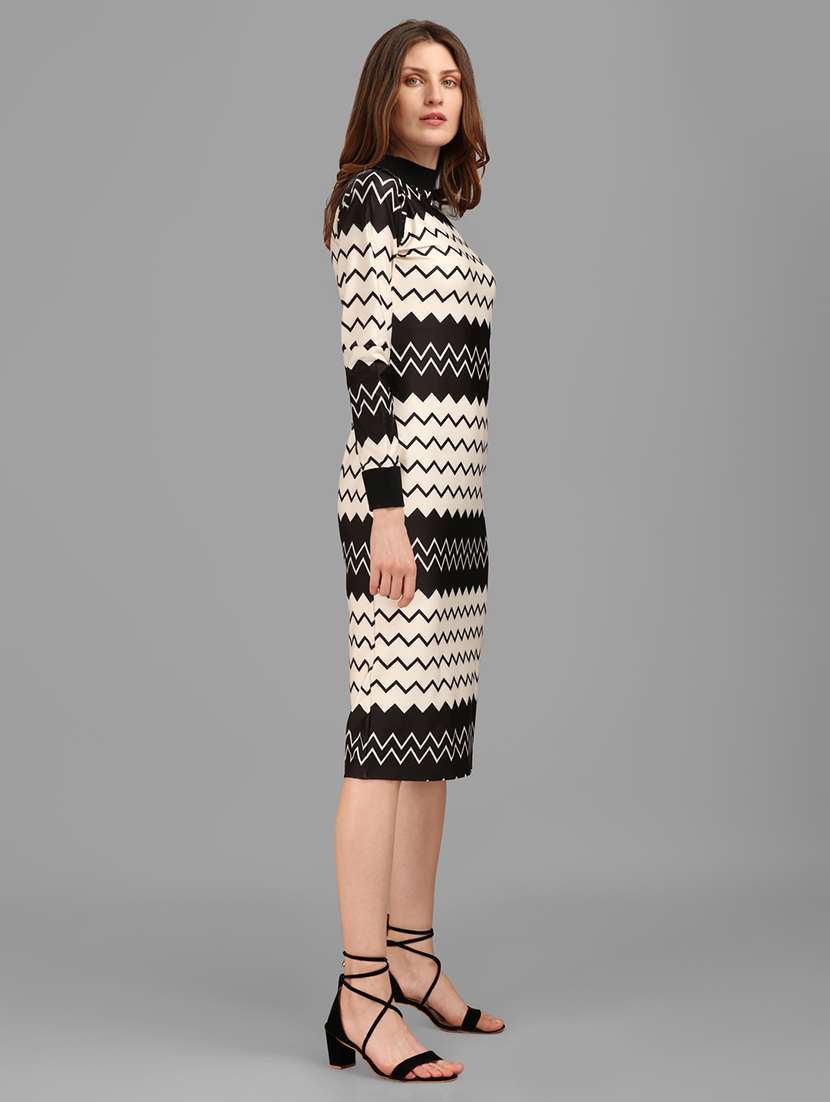 women printed long sleeves bodycon dress - 22549514 -  Standard Image - 3