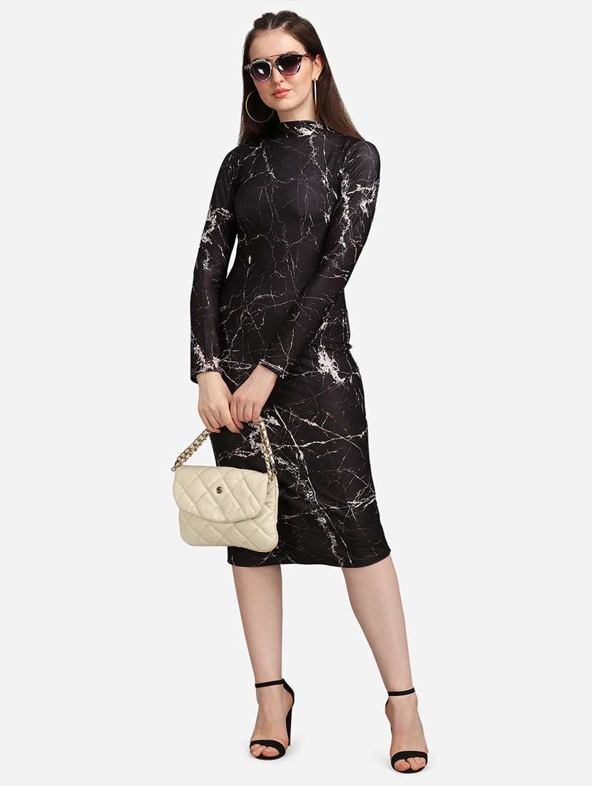 women printed long sleeves bodycon dress - 22549515 -  Standard Image - 3