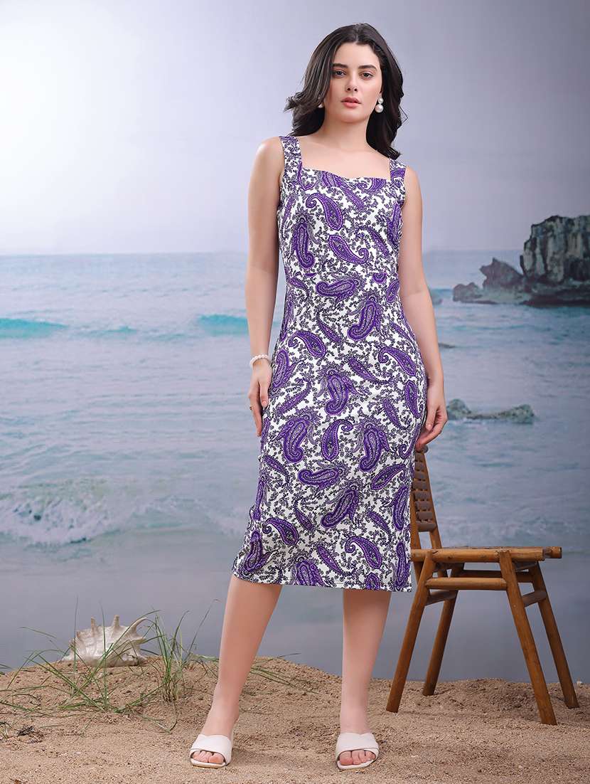 women printed sleeveless sheath dress