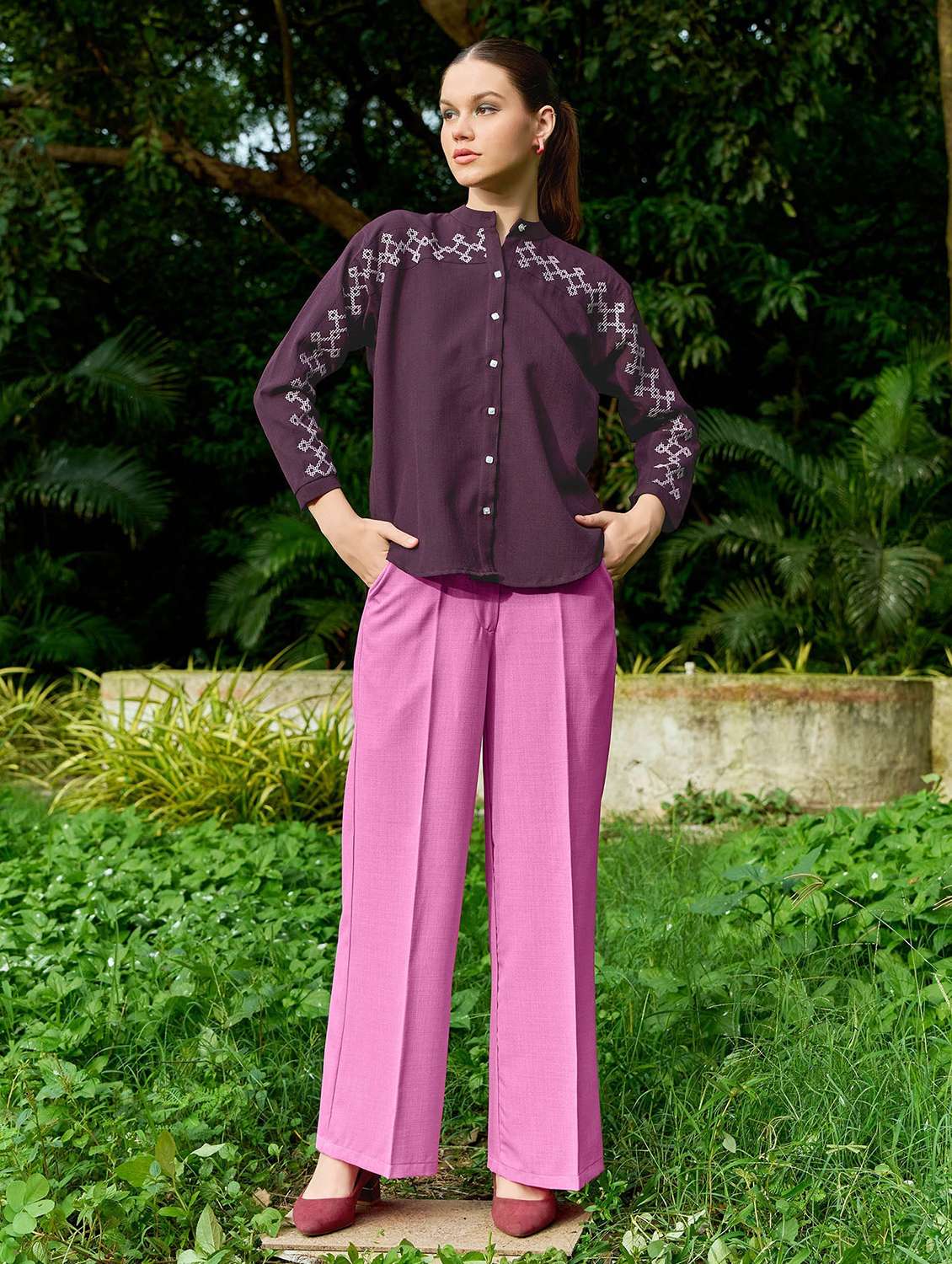 women embroidered long sleeves regular shirt - 22549549 -  Standard Image - 3