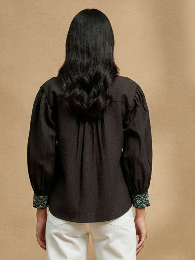 women embroidered bishop sleeves regular shirt - 22549557 -  Standard Image - 3