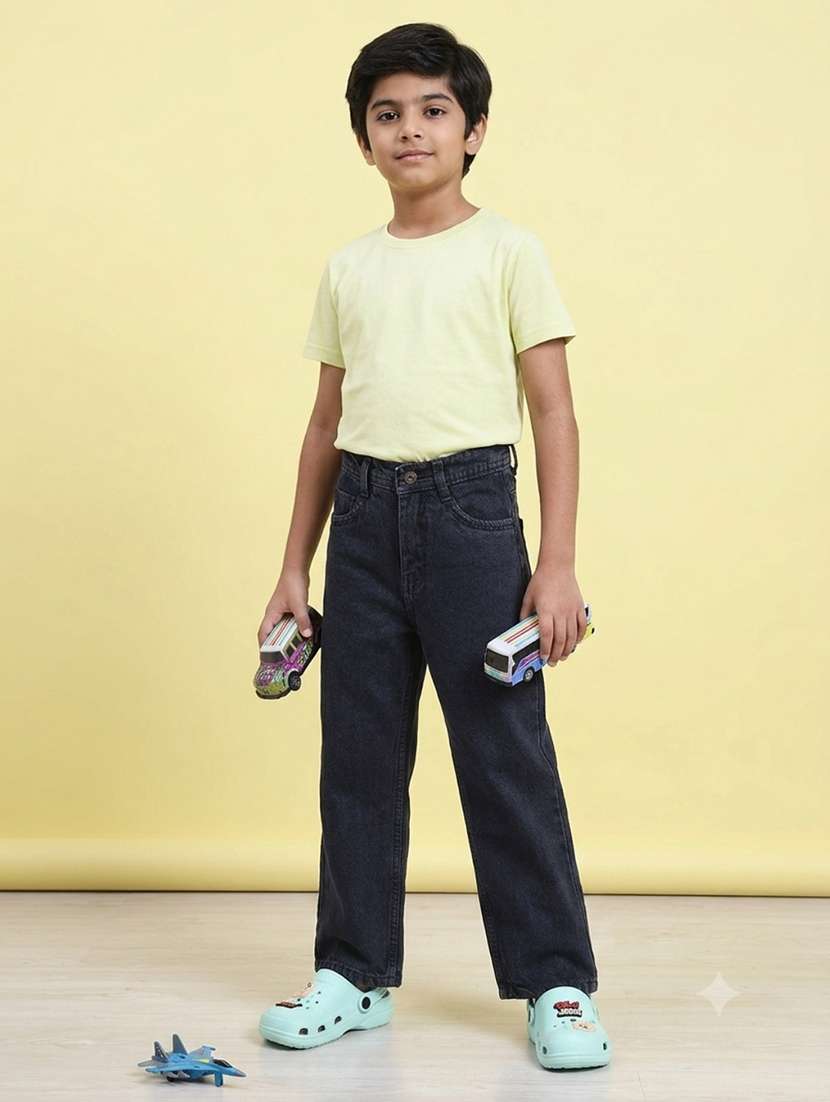 boys washed mid rise straight fit jeans