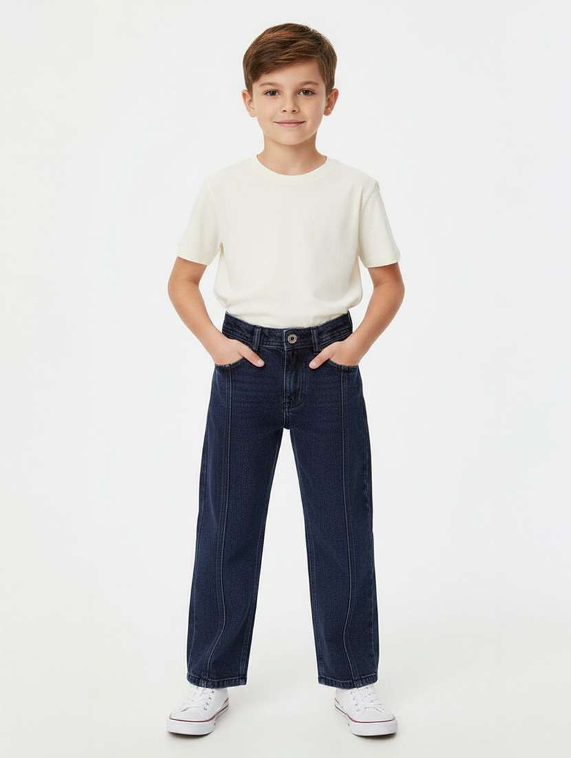 boys washed mid rise straight fit jeans