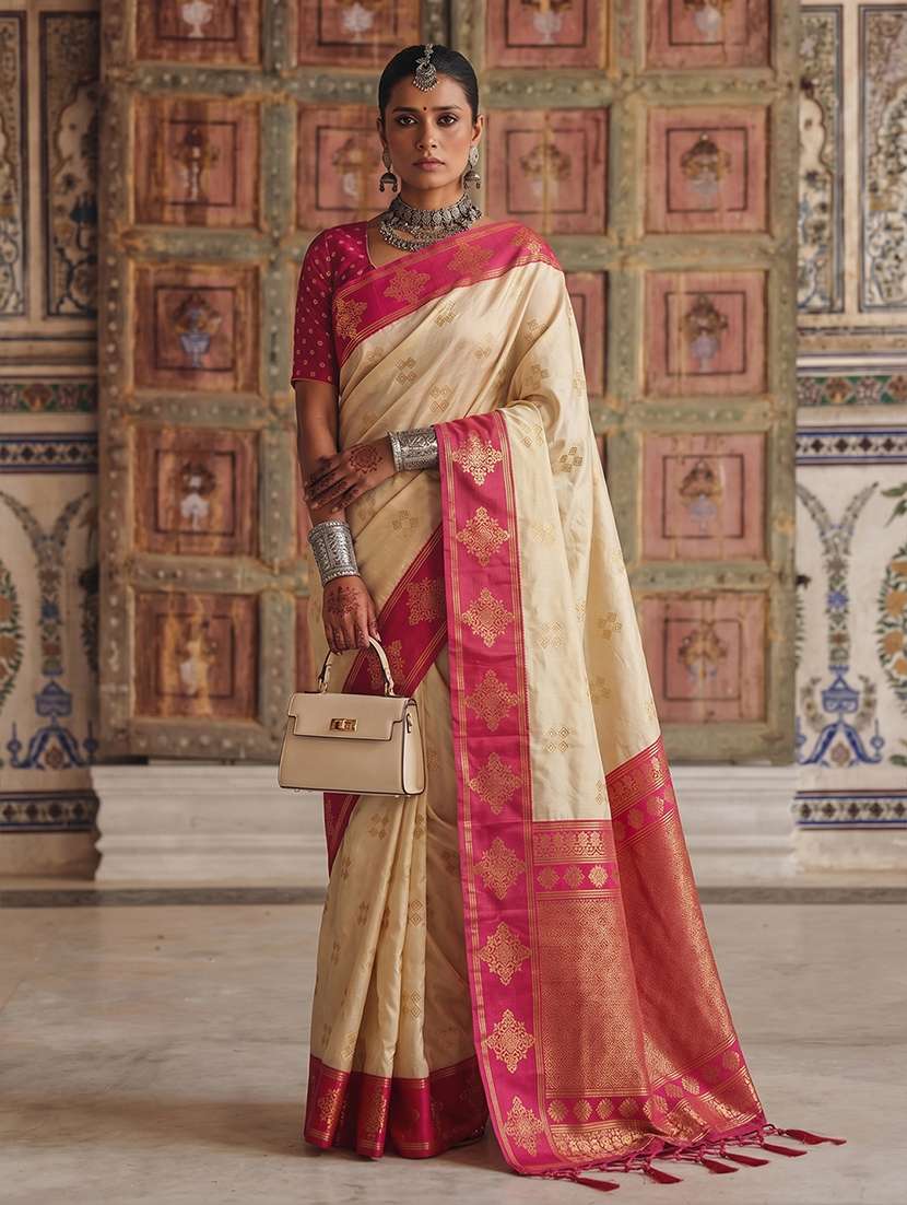 women self design banarasi saree with blouse