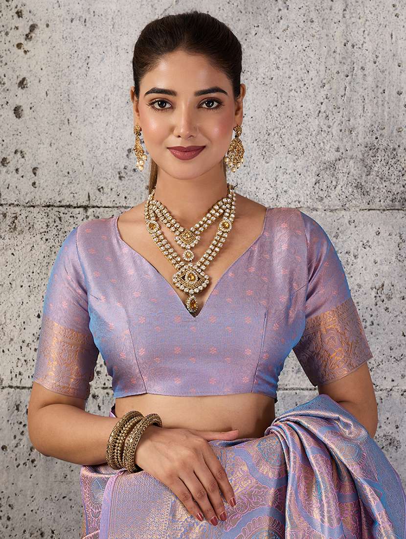 Women Self Design Kanjivaram Saree With Blouse - 22549726 -  Standard Image - 3