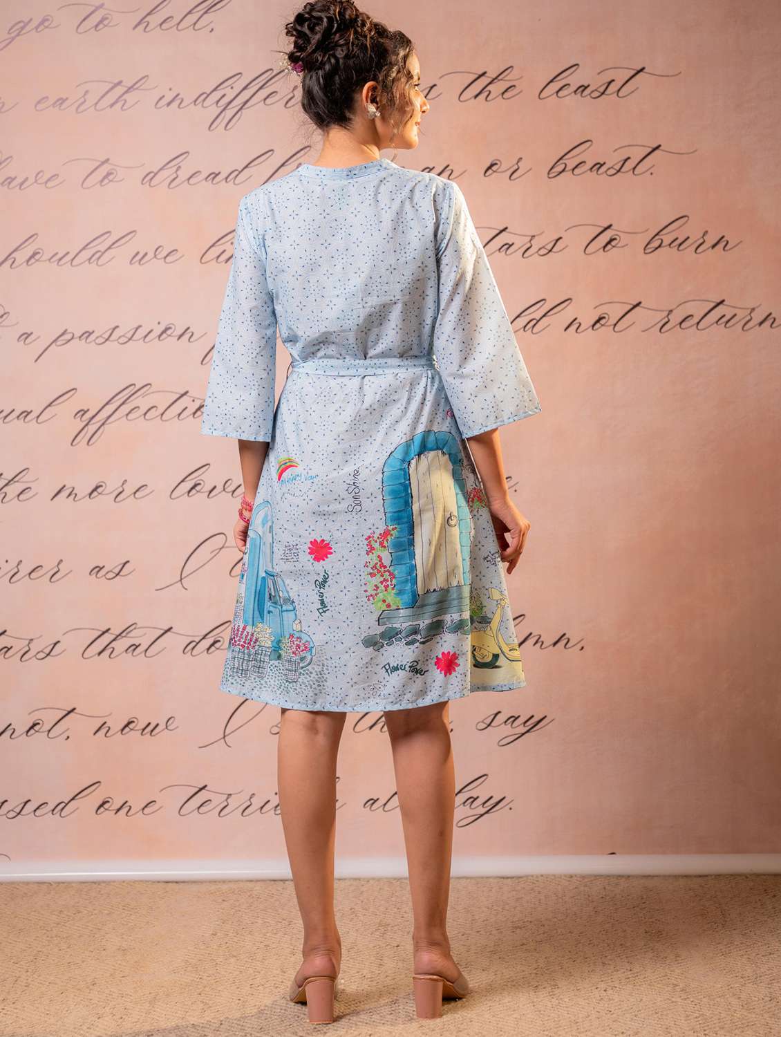 Women Printed Three Quarter Sleeves A-line Dress - 22550167 -  Standard Image - 3