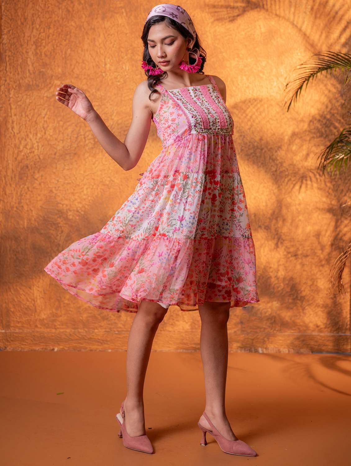 Women Printed Shoulder Strap Tiered Dress - 22550203 -  Standard Image - 3