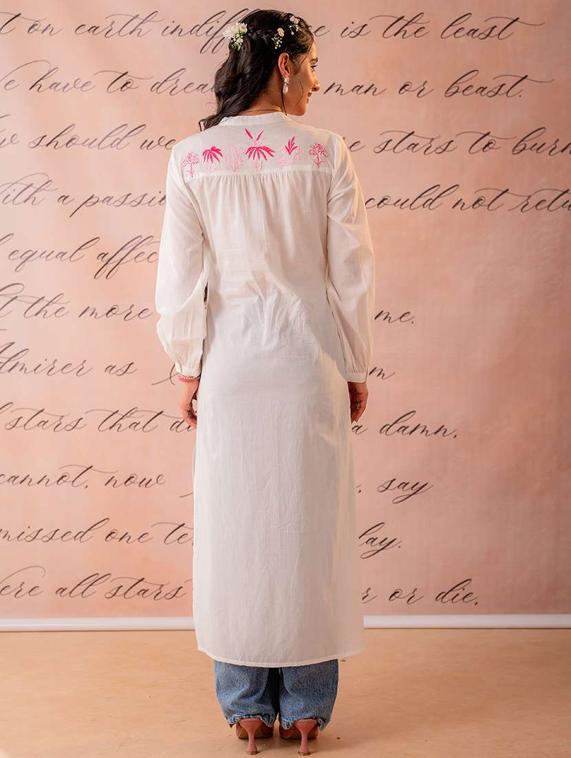 women embroidered long sleeves a-line kurta - 22550257 -  Standard Image - 3