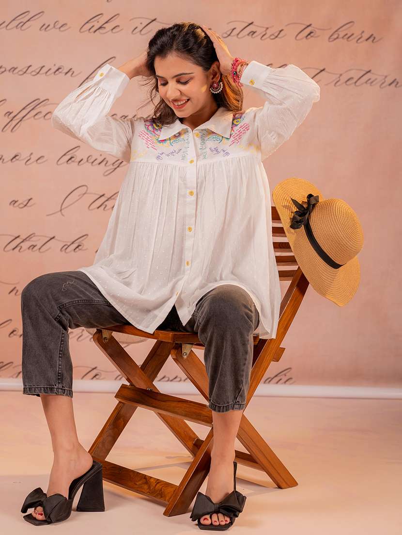 Women Embroidered Collared Flared Tunic - 22550329 -  Standard Image - 5