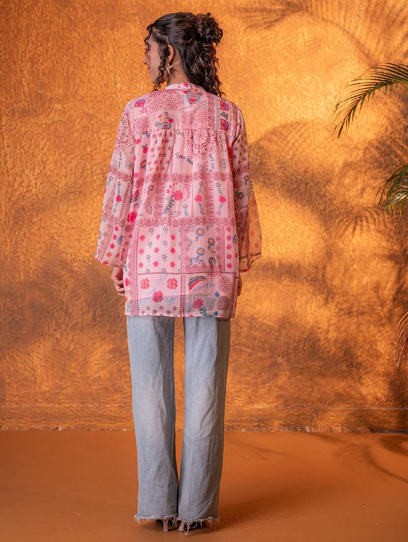 Women Printed Mandarin Enck A-line Tunic - 22550330 -  Standard Image - 3