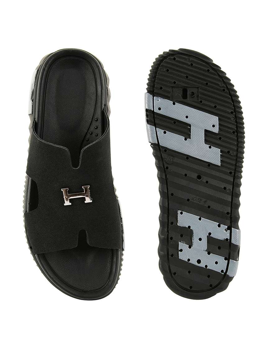 men black slip on sandal - 22550350 -  Standard Image - 5