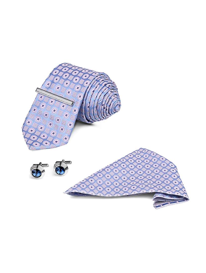 work wear pastel blue polka dot tie set with pocket square and cufflinks - 22550362 -  Standard Image - 3