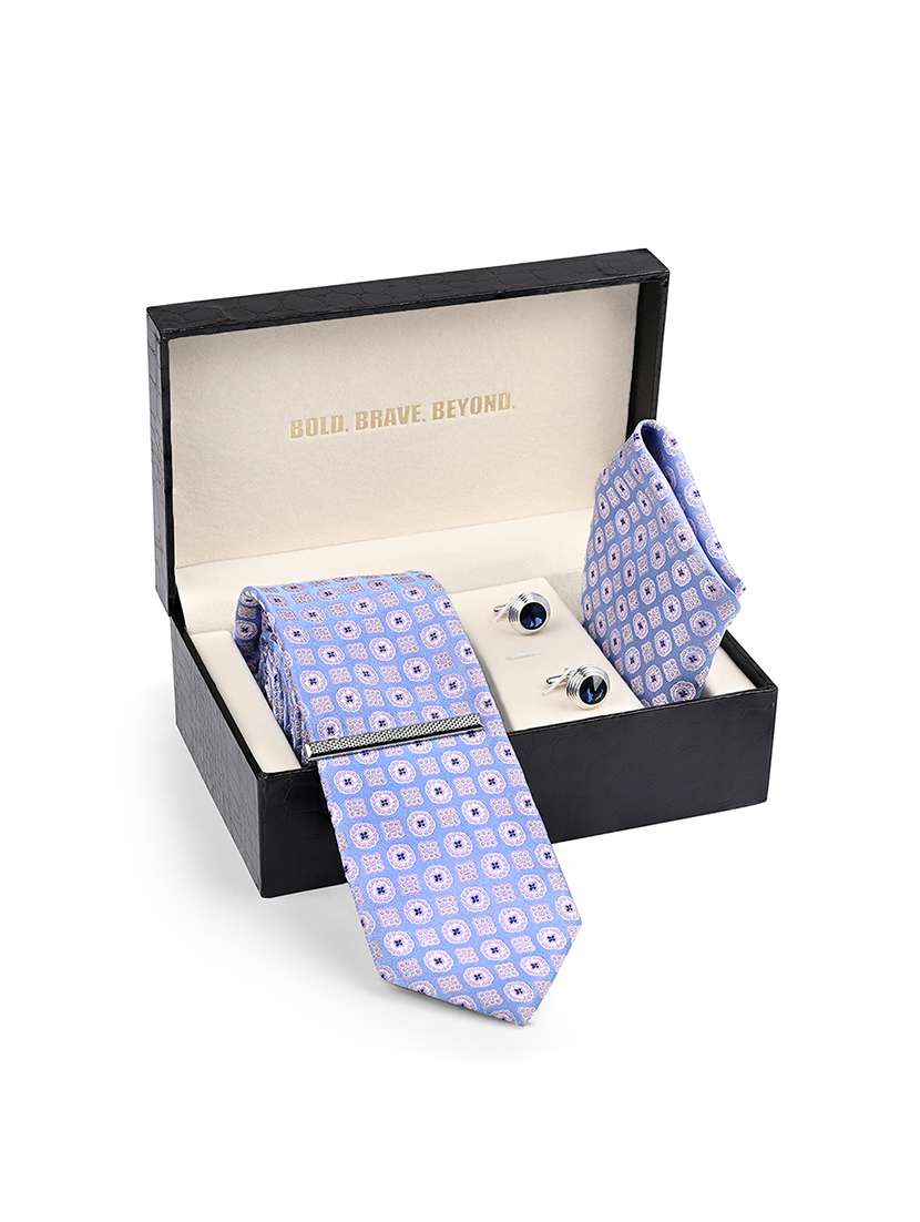 work wear pastel blue polka dot tie set with pocket square and cufflinks - 22550362 -  Standard Image - 5