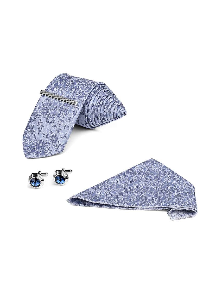 louis stitch blue floral tie pocket square and cufflink set - 22550364 -  Standard Image - 3