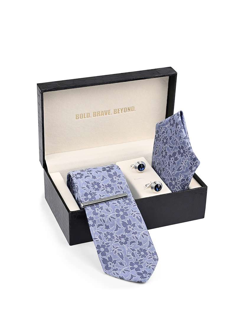 louis stitch blue floral tie pocket square and cufflink set - 22550364 -  Standard Image - 5