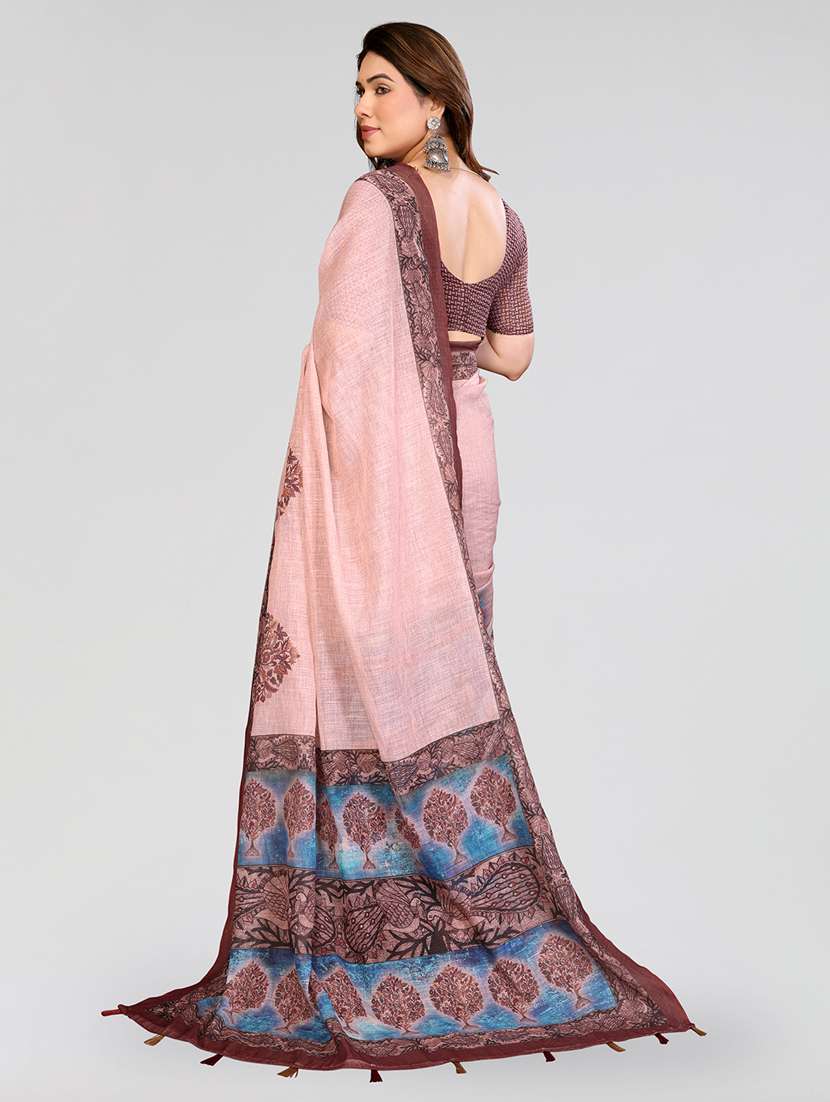 Women Printed Casual Wear Saree With Blouse - 22550421 -  Standard Image - 3