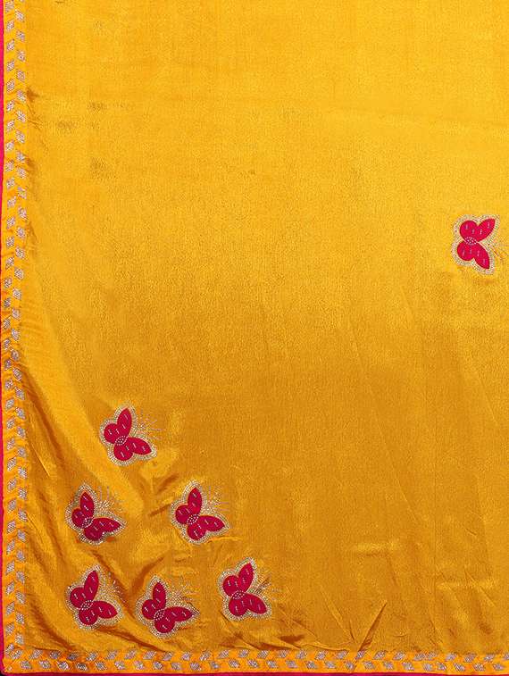 Women Solid With Work Embroidered Saree With Blouse - 22550439 -  Standard Image - 5