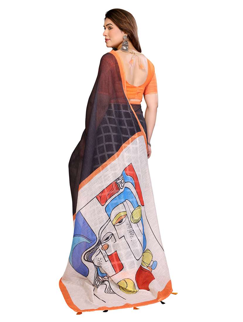 Women Printed Casual Wear Saree With Blouse - 22550440 -  Standard Image - 3