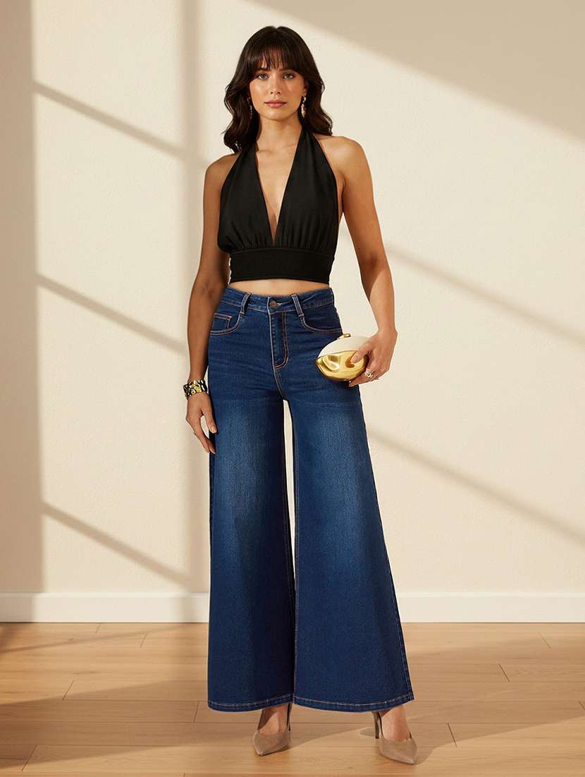 Women Washed High Rise Wide Leg Jeans - 22550458 -  Standard Image - 3