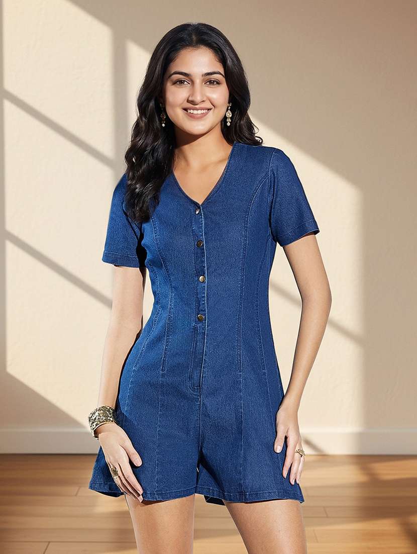 women solid short sleeves romper