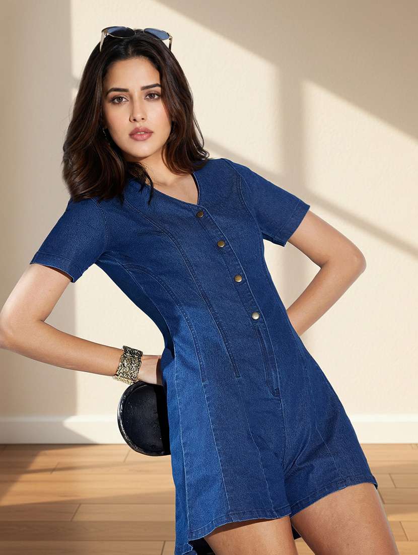 women solid short sleeves romper