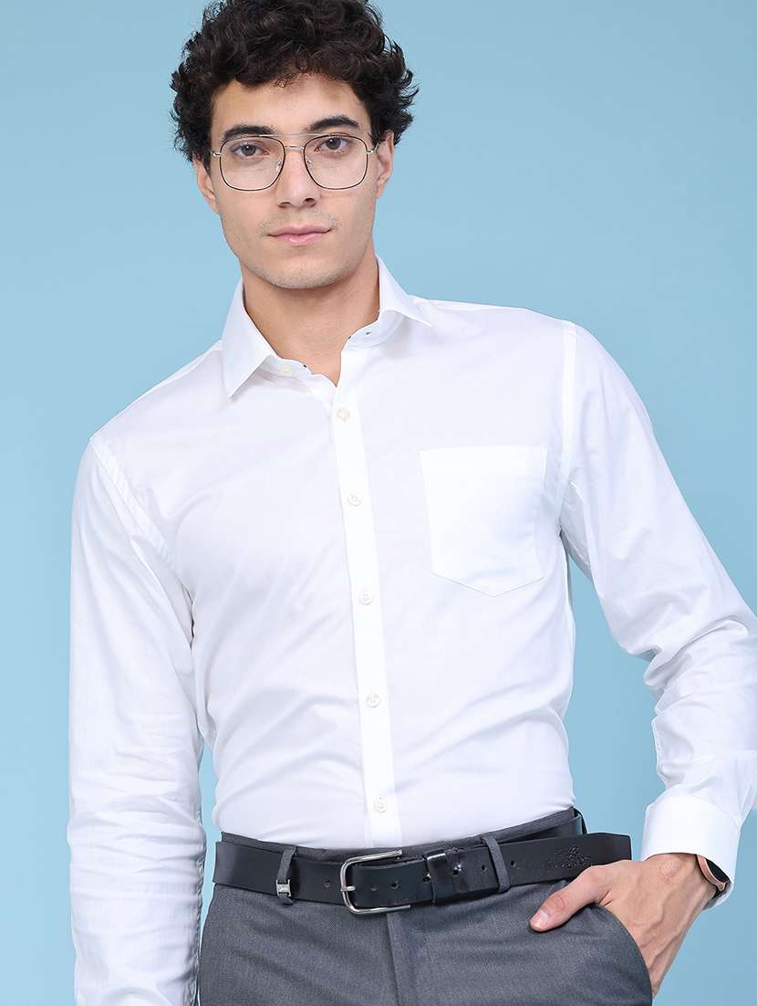 men solid long sleeve regular fit formal shirt