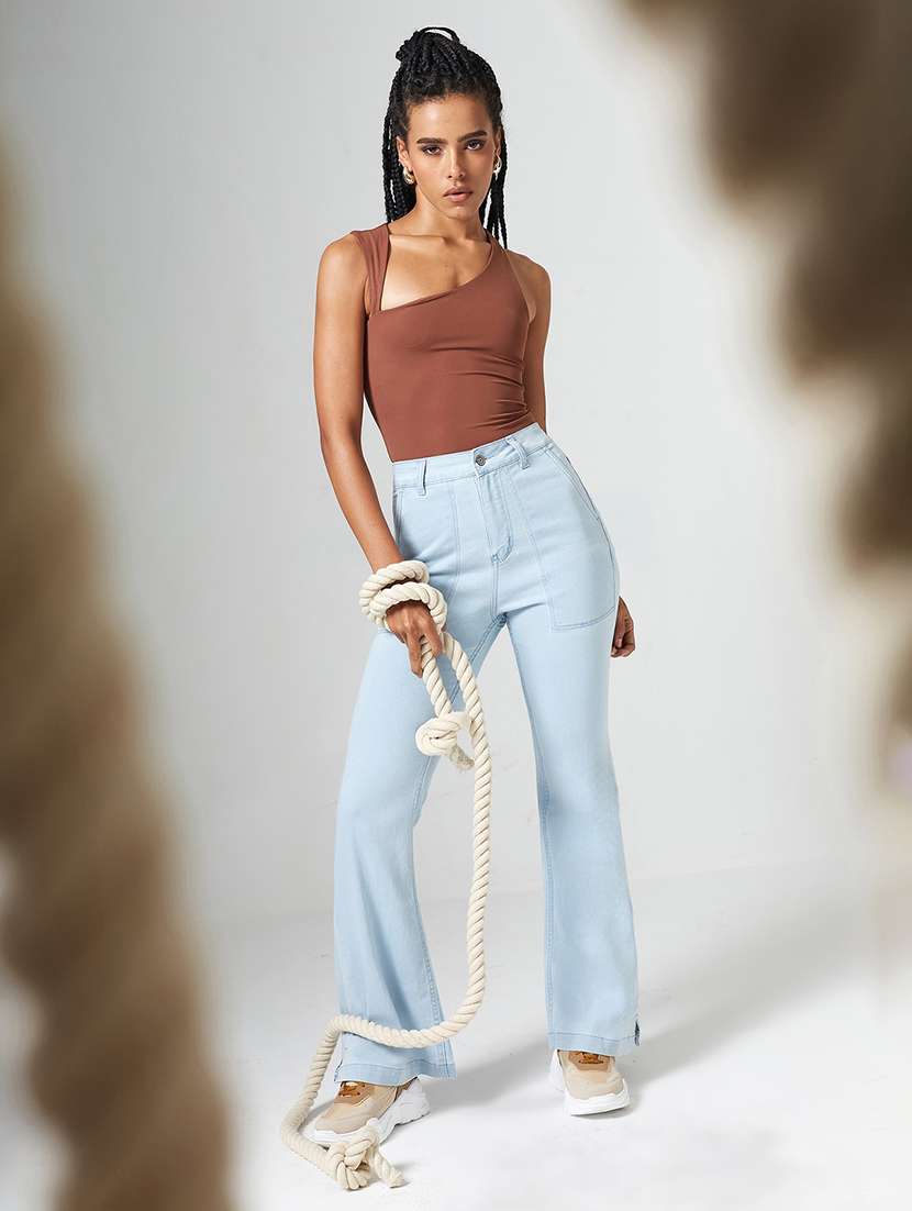 women solid high rise bootcut jeans - 22550878 -  Standard Image - 5