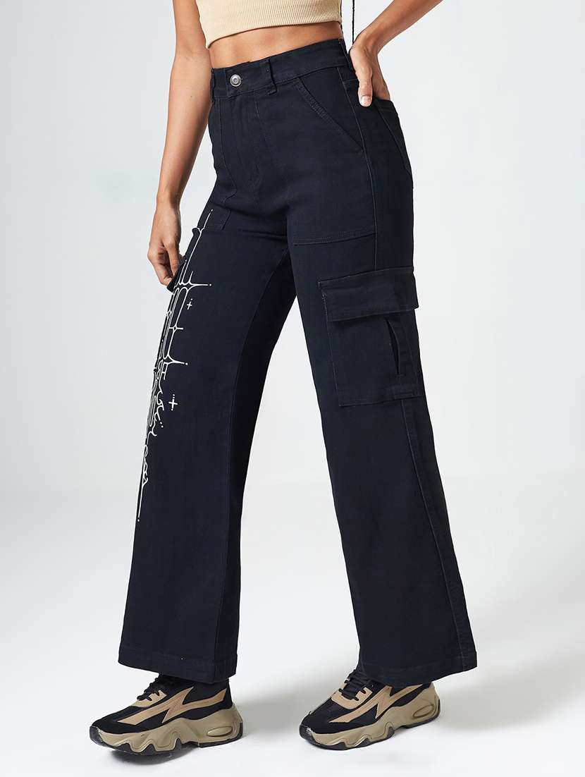 women printed high rise cargo jeans - 22550897 -  Standard Image - 3