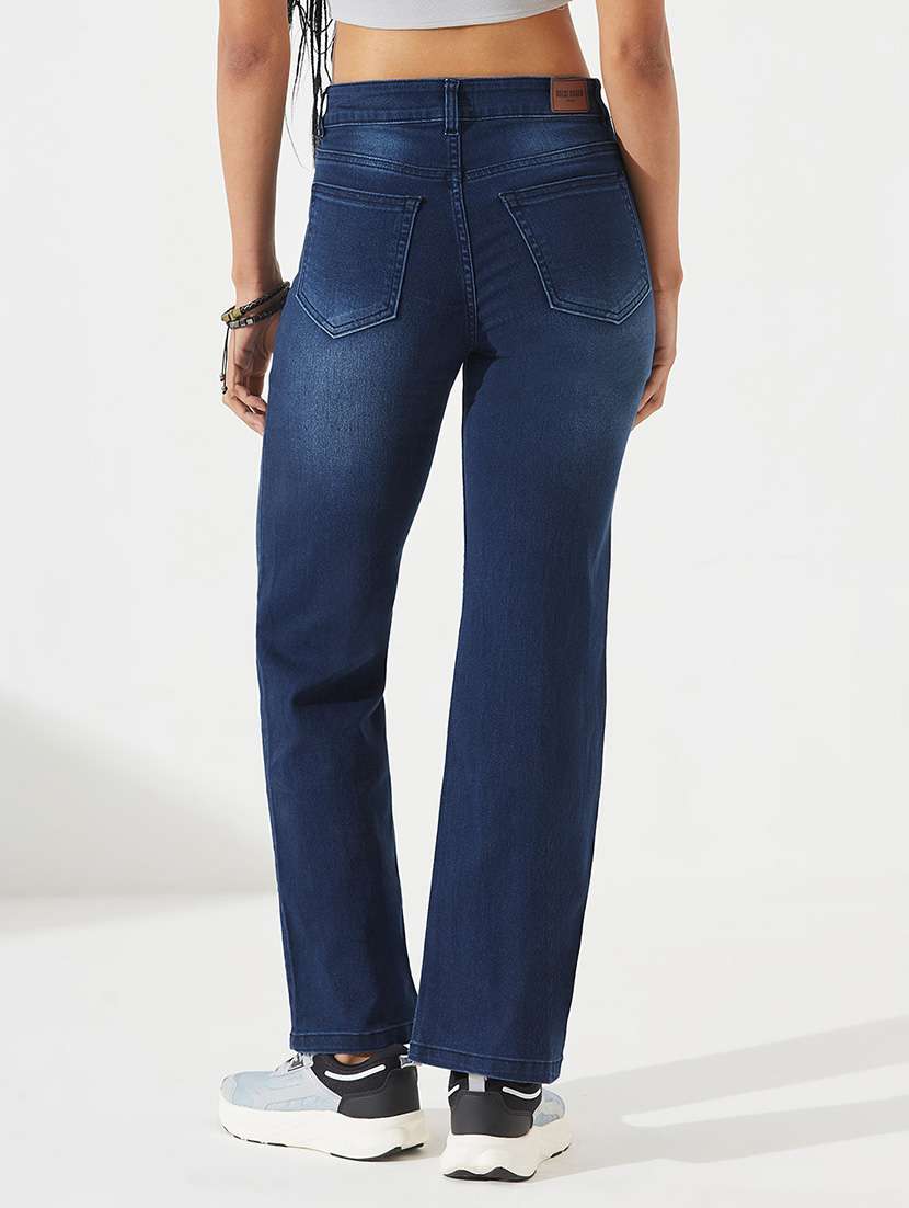 Women Washed High Rise Straight Fit Jeans - 22550913 -  Standard Image - 3