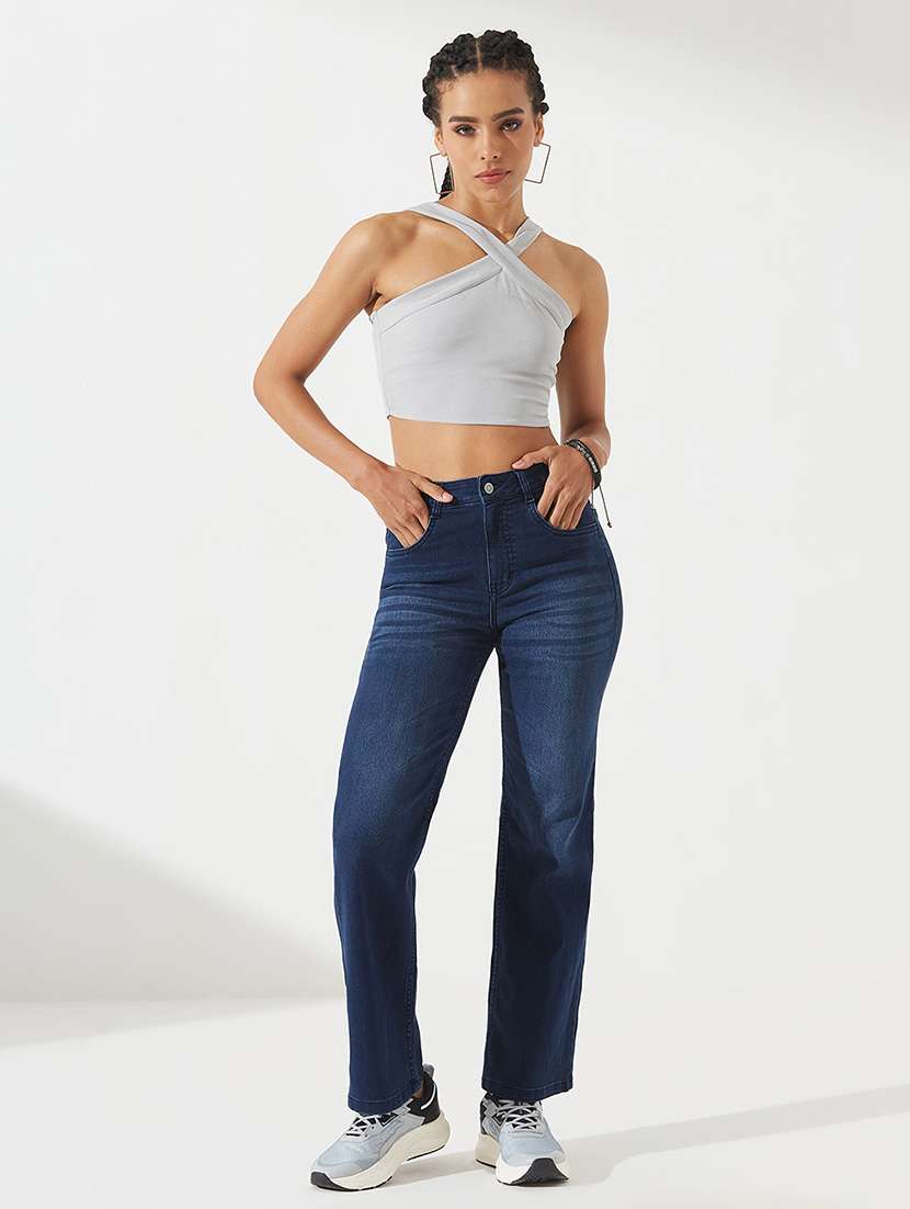 Women Washed High Rise Straight Fit Jeans - 22550913 -  Standard Image - 5
