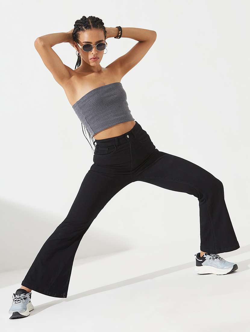 women solid high rise bootcut jeans - 22550917 -  Standard Image - 3