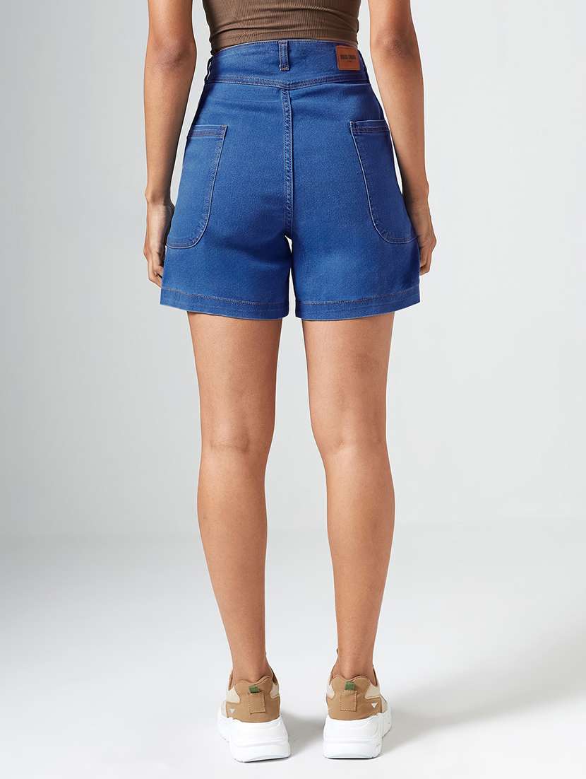 women solid high rise regular fit shorts - 22550947 -  Standard Image - 3