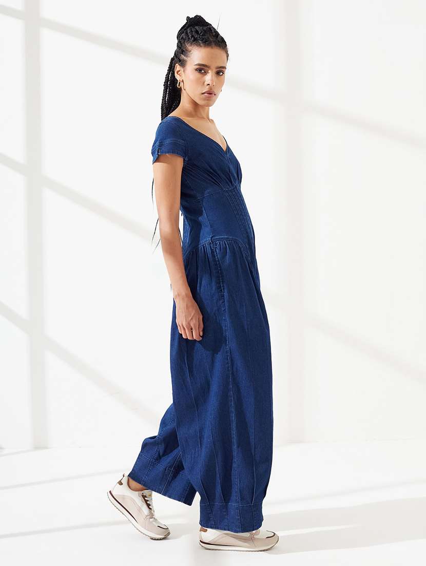 Women Solid Short Sleeves Full Leg Jumpsuit - 22551013 -  Standard Image - 3