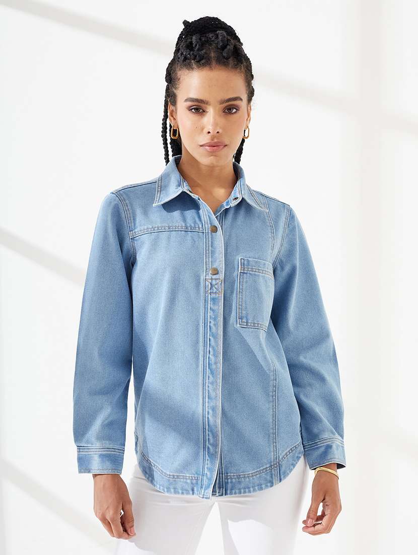 women solid long sleeves regular shirt