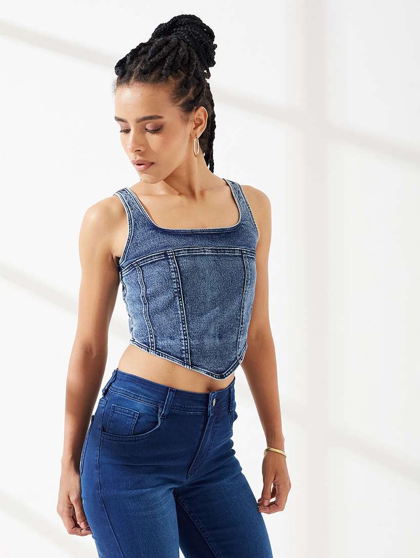women solid sleeveless crop top - 22551022 -  Standard Image - 3