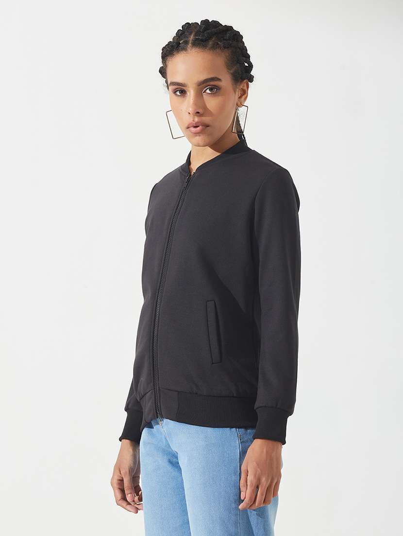 women solid long sleeves zipper sweatshirt - 22551028 -  Standard Image - 3