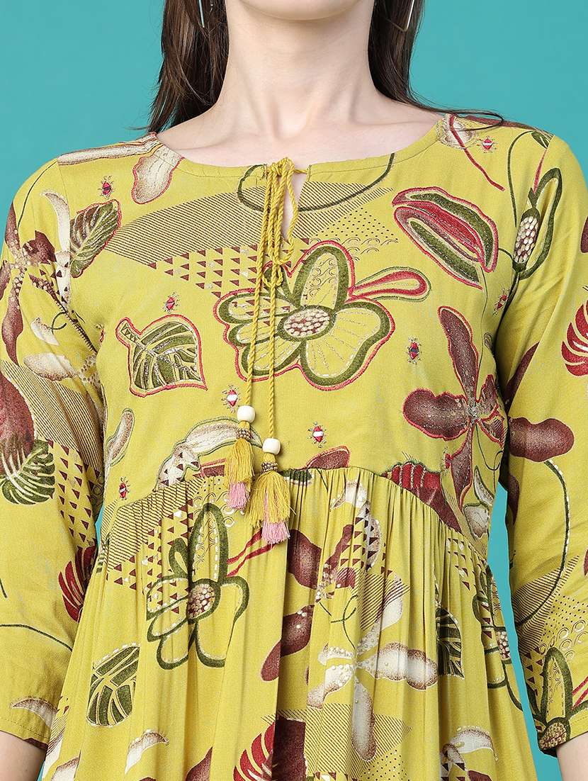 Women Printed Three Quarter Sleeves Tiered Dress - 22551986 -  Standard Image - 5