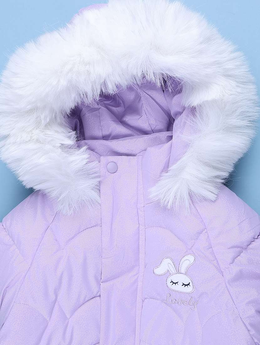 Girls Solid Long Sleeve Hooded Quilted Jacket - 22552299 -  Standard Image - 3