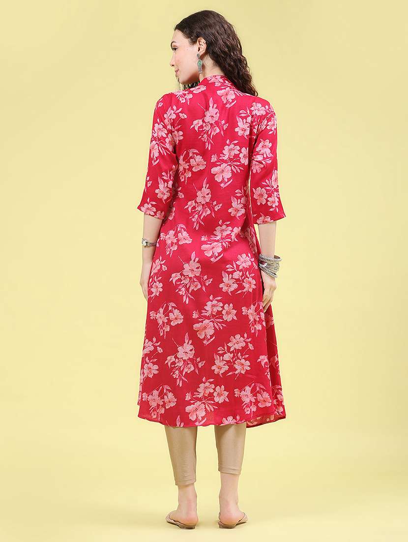 women floral printed three quarter sleeves kurta with jacket - 22552380 -  Standard Image - 5