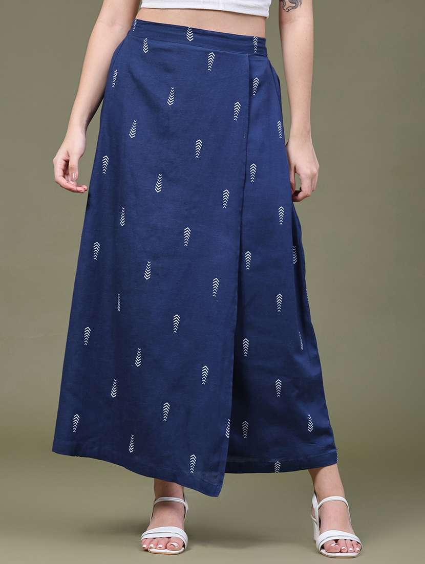 women printed high rise a-line skirt