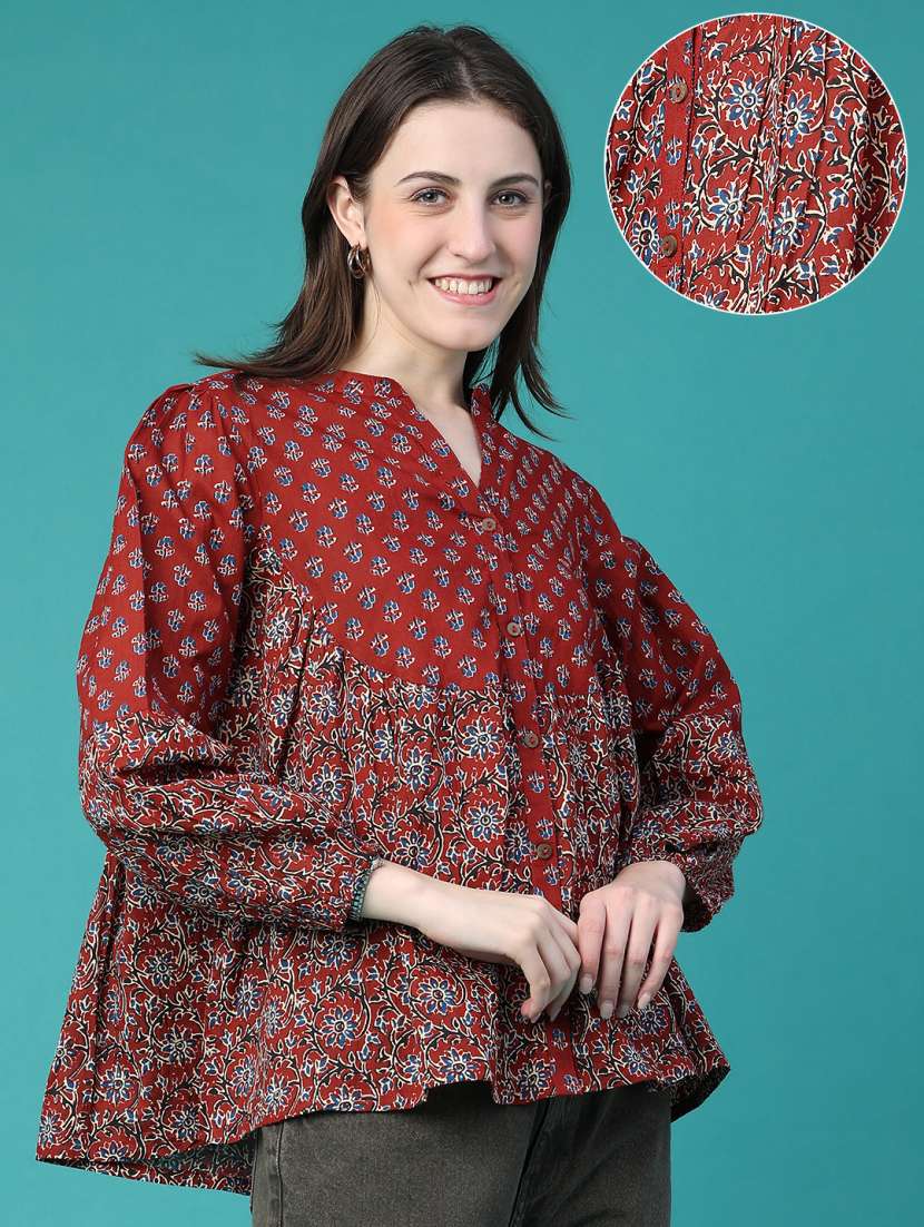 Women Printed Long Sleeves A-line Top - 22552484 -  Standard Image - 3