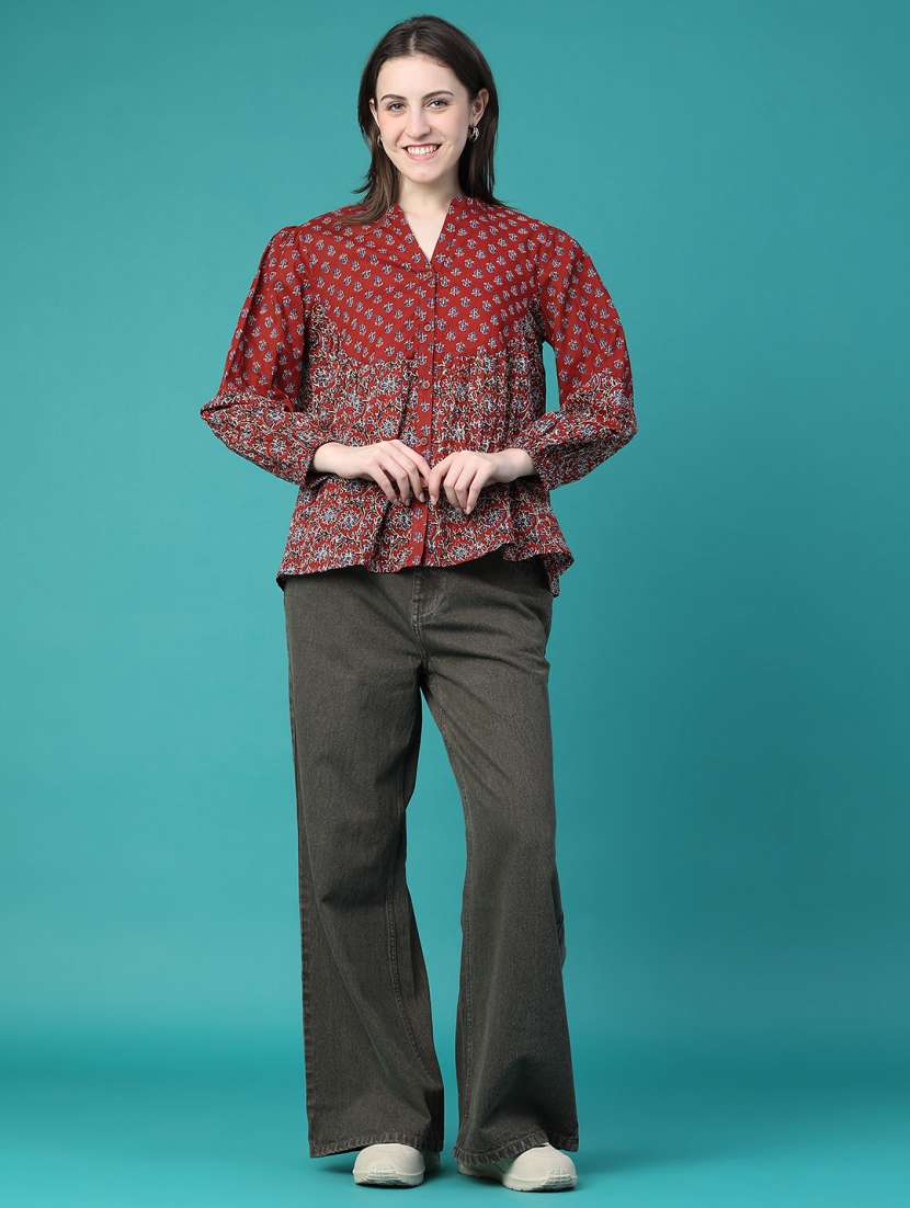 Women Printed Long Sleeves A-line Top - 22552484 -  Standard Image - 5