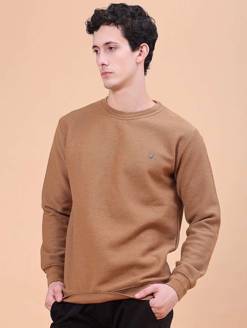 men self design long sleeves regular fit pullover
