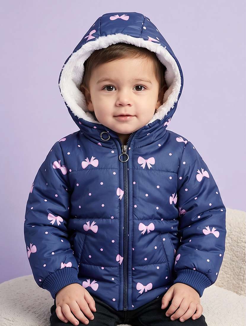 boys printed long sleeves hooded quilted jacket