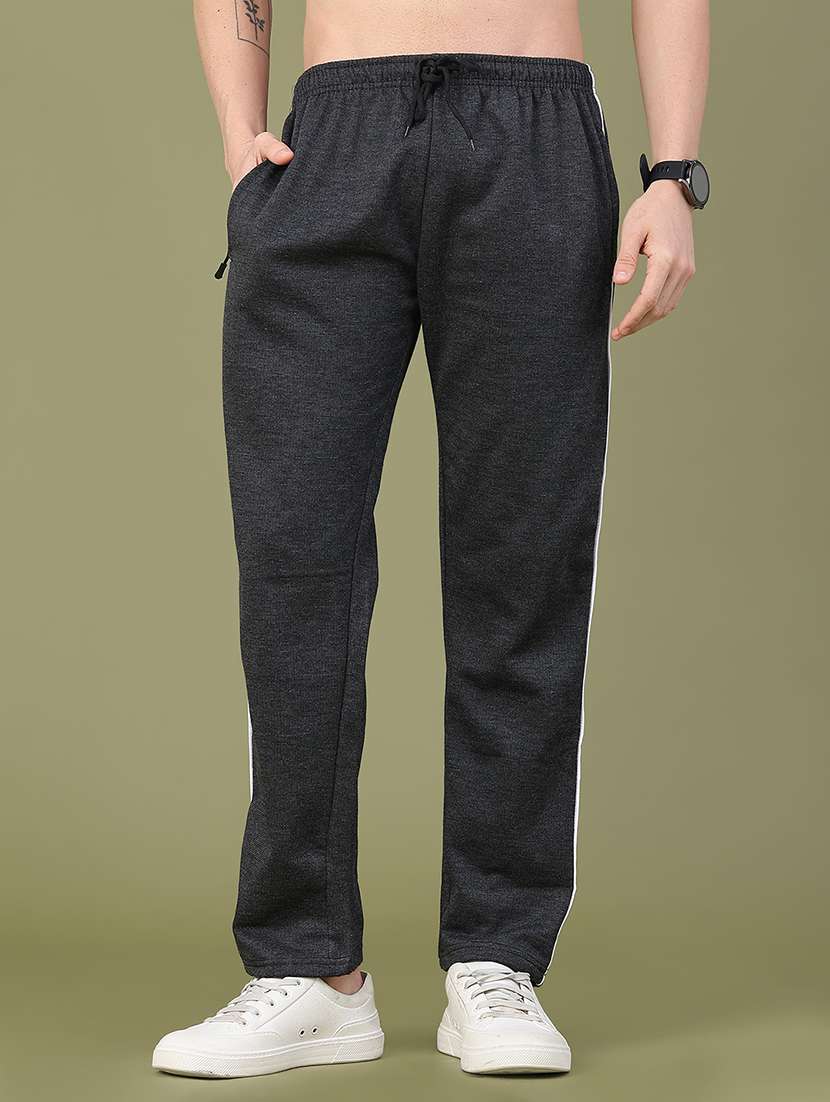 men side striped mid rise full length track pant