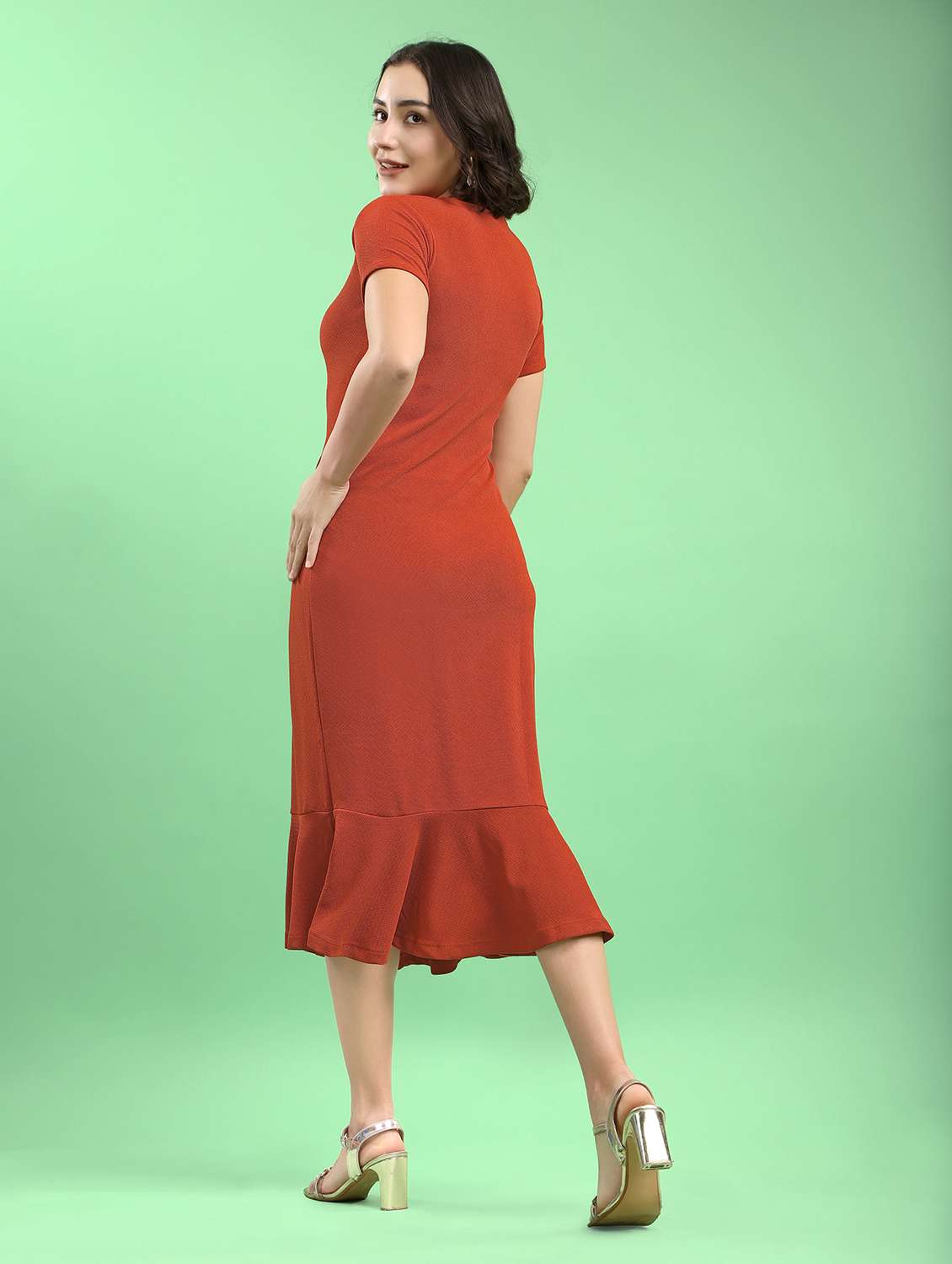 women solid round neck sheath dress - 22553298 -  Standard Image - 3